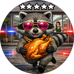 GtaWanted raccoon with a roast chicken